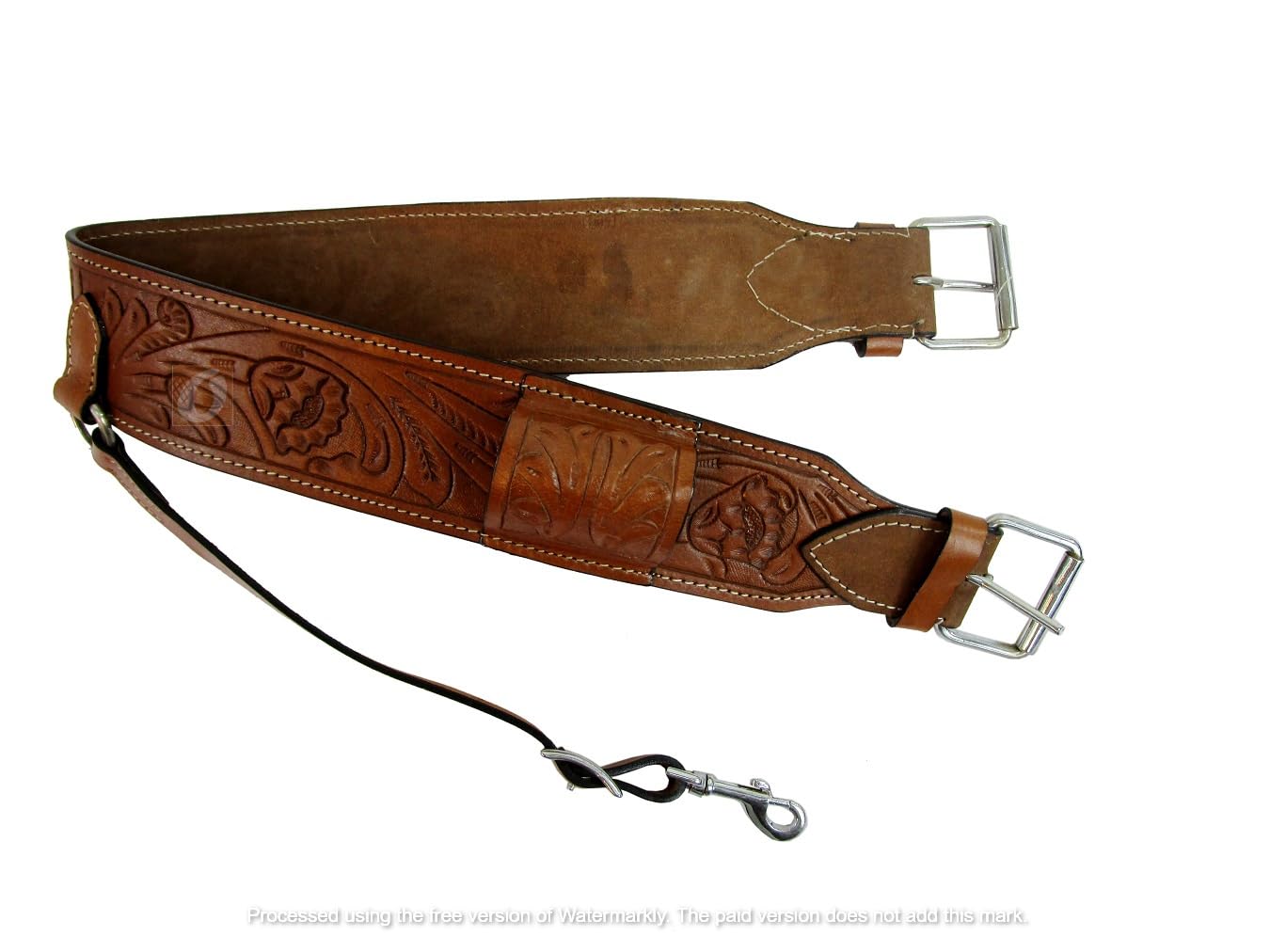 Floral Tooled Leather Back Rear Cinch Flank Billet Western Horse Girth Trail TACK