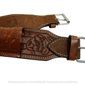 Floral Tooled Leather Back Rear Cinch Flank Billet Western Horse Girth Trail TACK