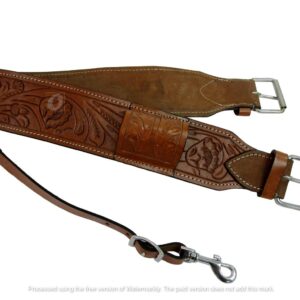 Floral Tooled Leather Back Rear Cinch Flank Billet Western Horse Girth Trail TACK