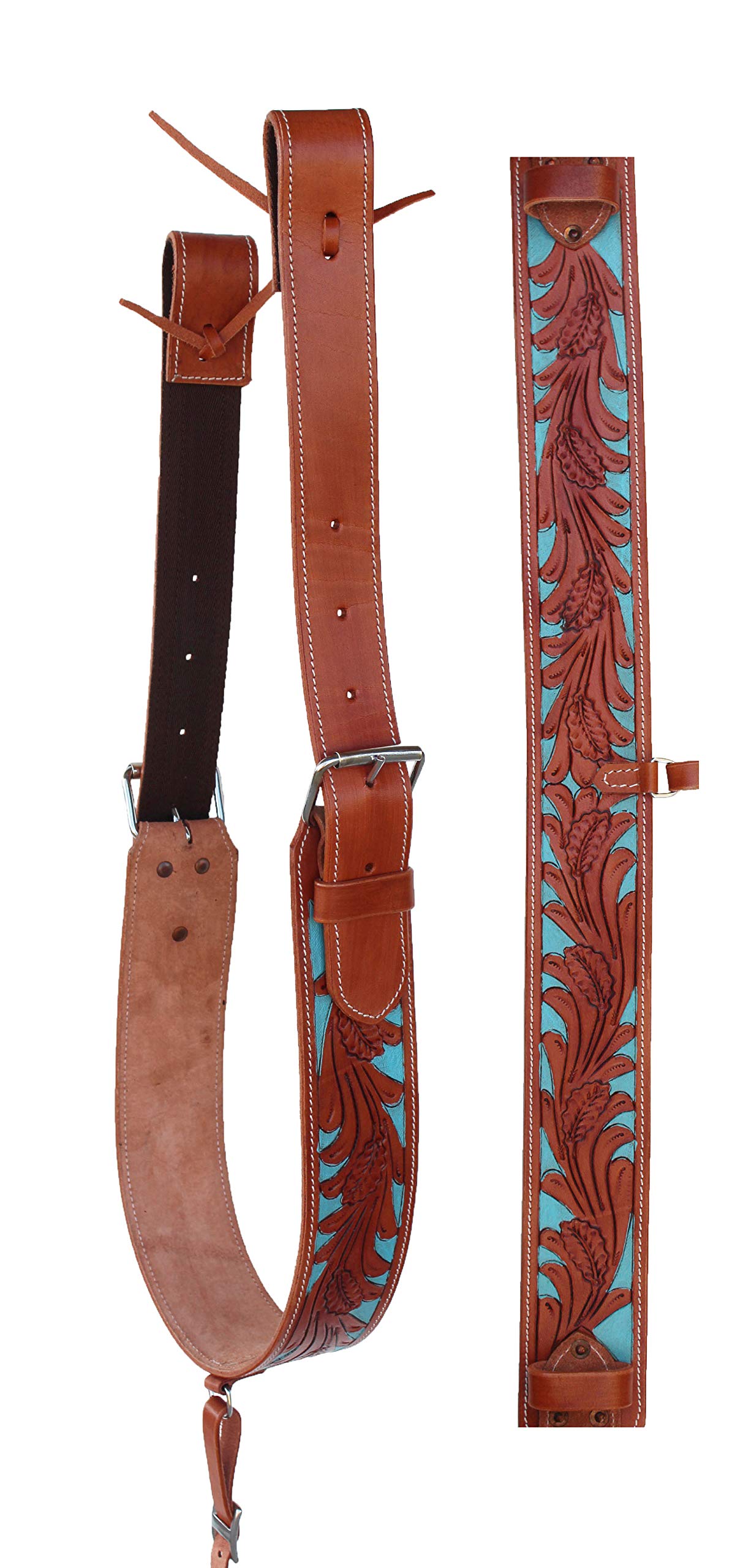 ProRider Horse Western Leather Floral Tooled Back Rear Cinch Flank w/Off Billets 9761A