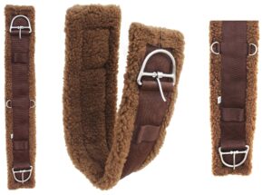 challenger 28" western brown nylon webbed straight rear flank saddle cinch fleece 97126br-28