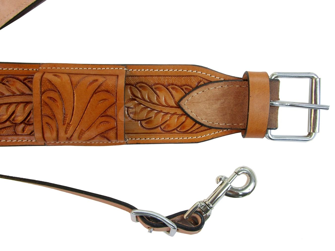 OAK TOOLED BROWN LEATHER BACK REAR CINCH FLANK WESTERN HORSE GIRTH TRAIL TACK