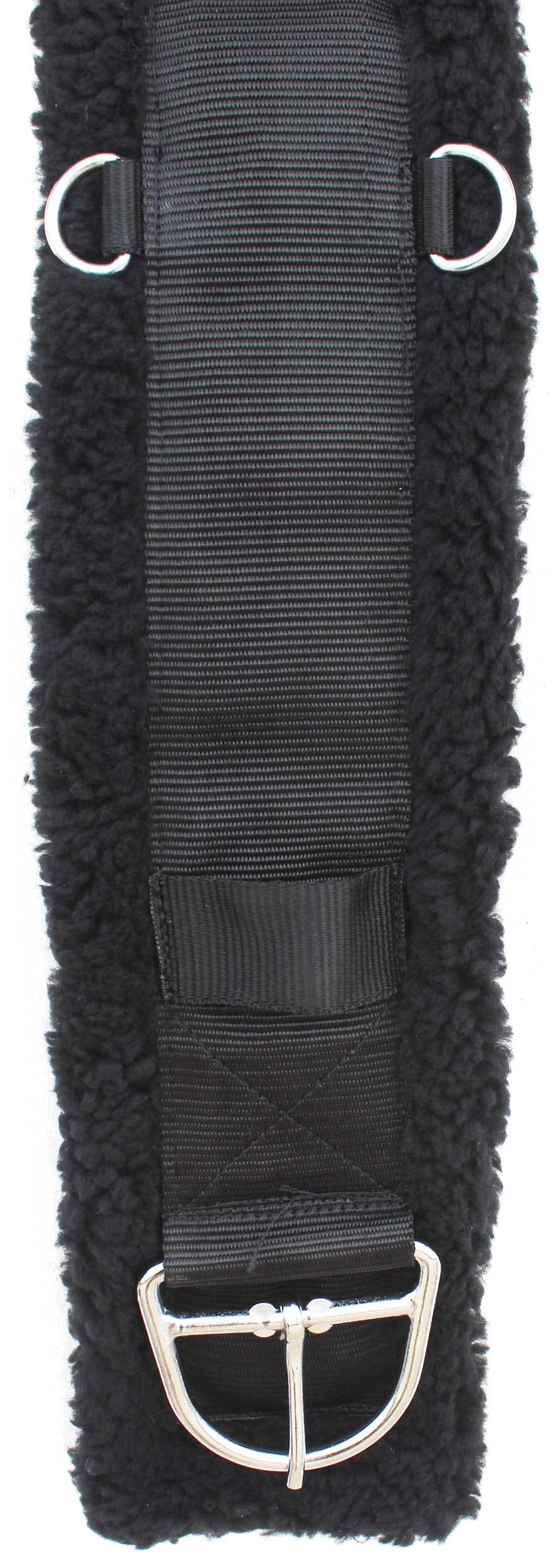 CHALLENGER 28" Western Black Nylon Webbed Straight Rear Flank Saddle Cinch Fleece 97126BK-28