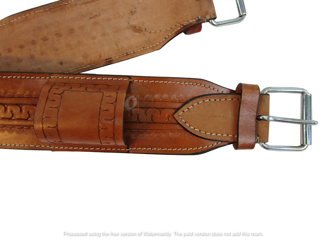 Back Cinch Tooled Leather Rear CINCHES Trail Western Horse Barrel Saddle Girth