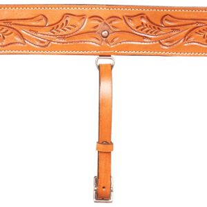 Acerugs WESTERN HORSE SADDLE BACK CINCH PLEASURE TRAIL RIDING TACK ACCESSORIES COWHIDE LEATHER PREMIUM HAND CARVED REAR GIRTH BUCKING FLANK STRAP CHAFELESS ALL PURPOSE (Tan)