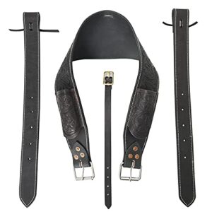 hilason horse saddle flank cinch girth handtooled leather w/billets black comfytack