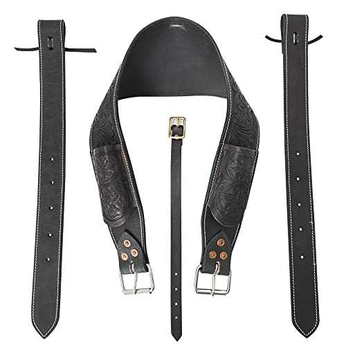 HILASON Horse Saddle Flank Cinch Girth Handtooled Leather W/Billets Black Comfytack