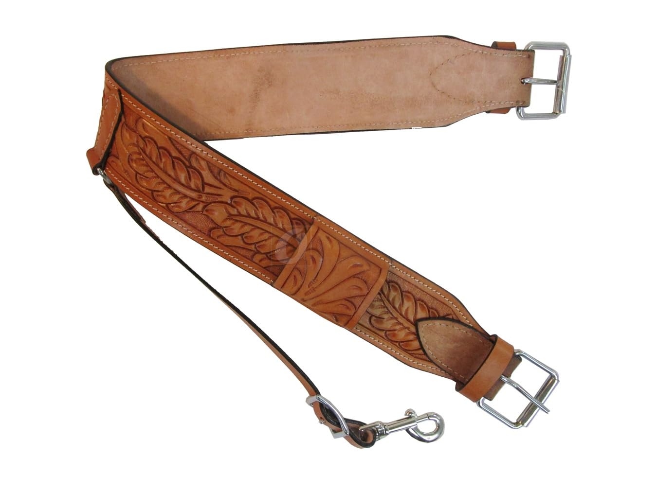 BACK CINCH OAK TOOLED LEATHER WESTERN HORSE ROPING REAR GIRTH FLANK TACK SHOW