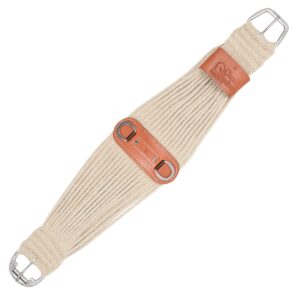 classic equine 100% mohair roper cinch 27-strand with leather center, natural, 32-inch