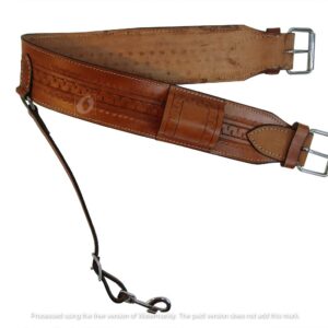 Snake Tooled Brown Leather Back Rear Cinch Flank Billet Western Horse Girth