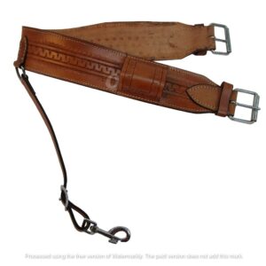 Snake Tooled Brown Leather Back Rear Cinch Flank Billet Western Horse Girth