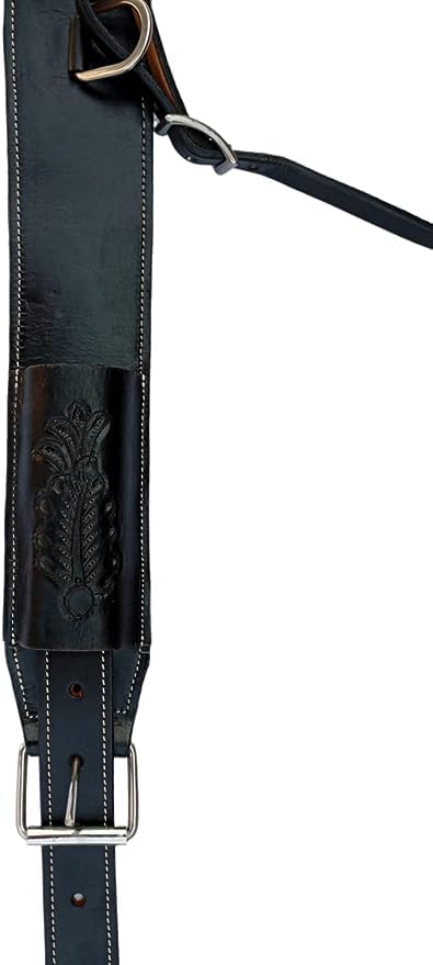 RAAVILS Western Leather Girth Complete Flank Cinch Set for Horse Rear Flank Back Cinch Saddle Billets for Tack Horses (Black)