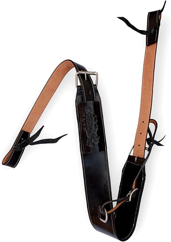 RAAVILS Western Leather Girth Complete Flank Cinch Set for Horse Rear Flank Back Cinch Saddle Billets for Tack Horses (Black)