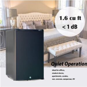 12V Mini Fridge With Lock and Key, 1.76 Cu. Ft Silent Lockable Refrigerator for RV Semi Truck, 12v/110v Small Cooler Quiet No Noise for Office Apartment Bedroom Marine Dorm Patio, Black