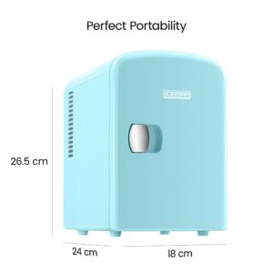 Chefman - Iceman Mini Portable Blue Personal Fridge Cools Or Heats & Provides Compact Storage For Skincare, Snacks, Or 6 12oz Cans W/ A Lightweight 4-liter Capacity To Take On The Go