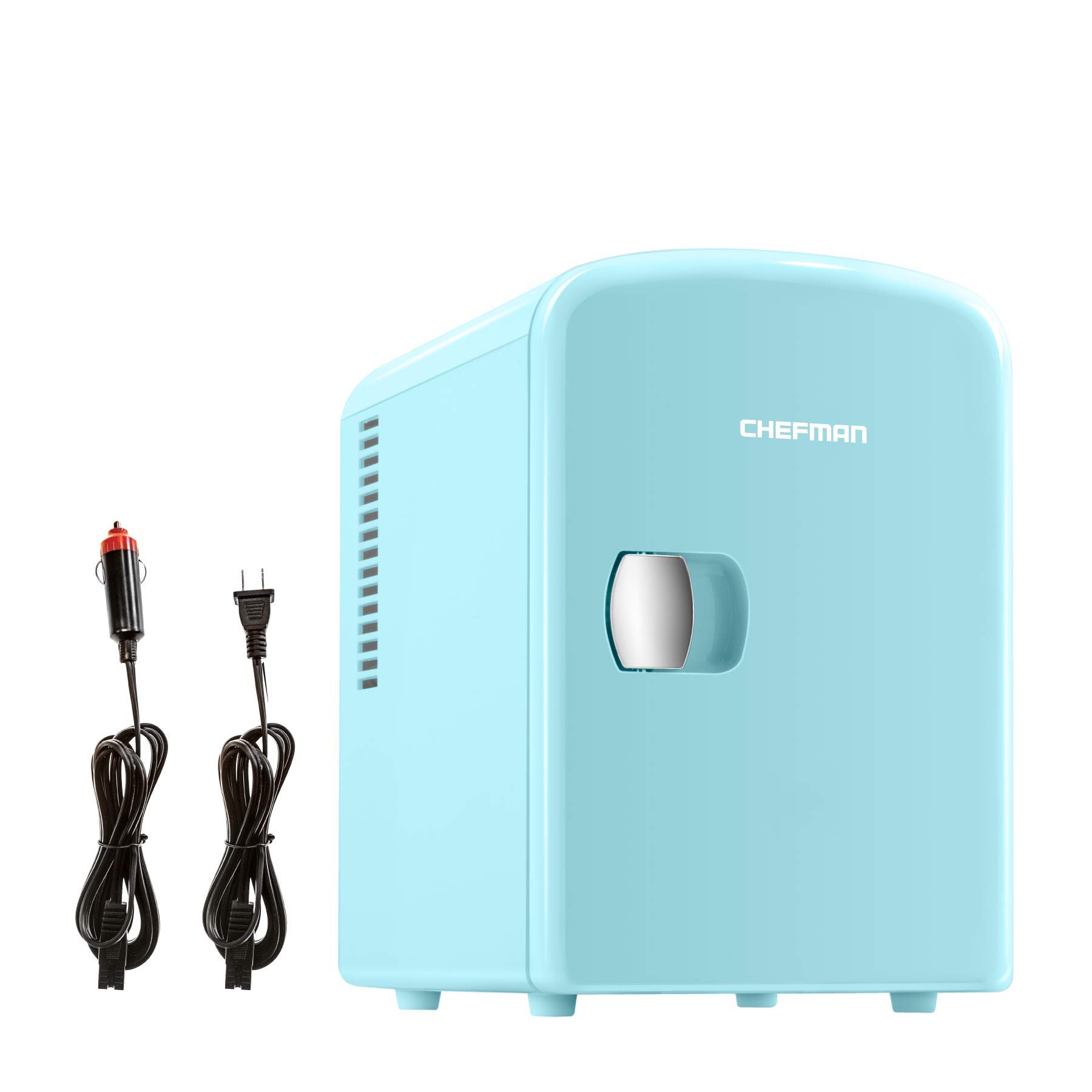 Chefman - Iceman Mini Portable Blue Personal Fridge Cools Or Heats & Provides Compact Storage For Skincare, Snacks, Or 6 12oz Cans W/ A Lightweight 4-liter Capacity To Take On The Go