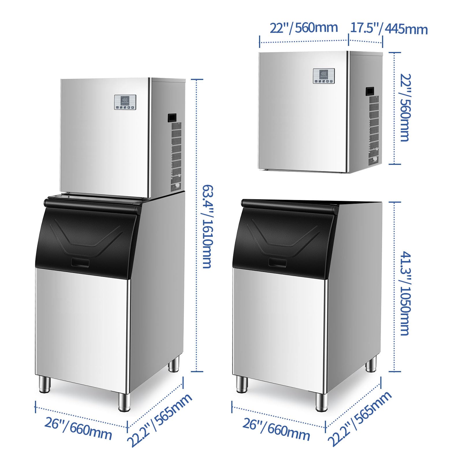 LoJok Commercial Ice Maker Machine 344LBS/24H, Ice Maker with 24H Smart Appointment Scheldluing Ice Making, Industrial Ice Machine with 165LBS Large Storage Bin, Ice Ready in 15 mins