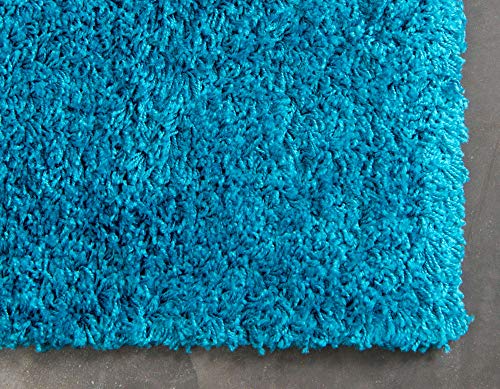 Unique Loom Solid Shag Collection Area Rug (8' x 10' Rectangle, Turquoise)