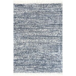 nuLOOM Brooke Shag Tasseled Area Rug - 8x11 Shag Area Rug Casual Light Blue/Ivory Rugs for Living Room Bedroom Dining Room Nursery