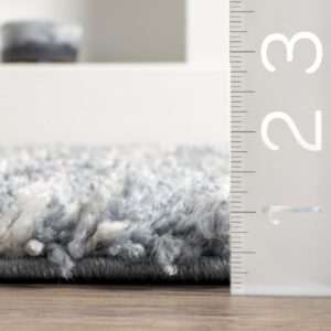 nuLOOM Brooke Shag Tasseled Area Rug - 8x11 Shag Area Rug Casual Light Blue/Ivory Rugs for Living Room Bedroom Dining Room Nursery