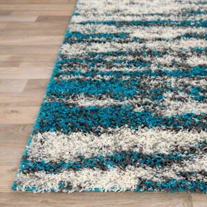 Rugshop Contemporary Abstract Design Plush Shag Area Rug 7'10" x 10' Turquoise