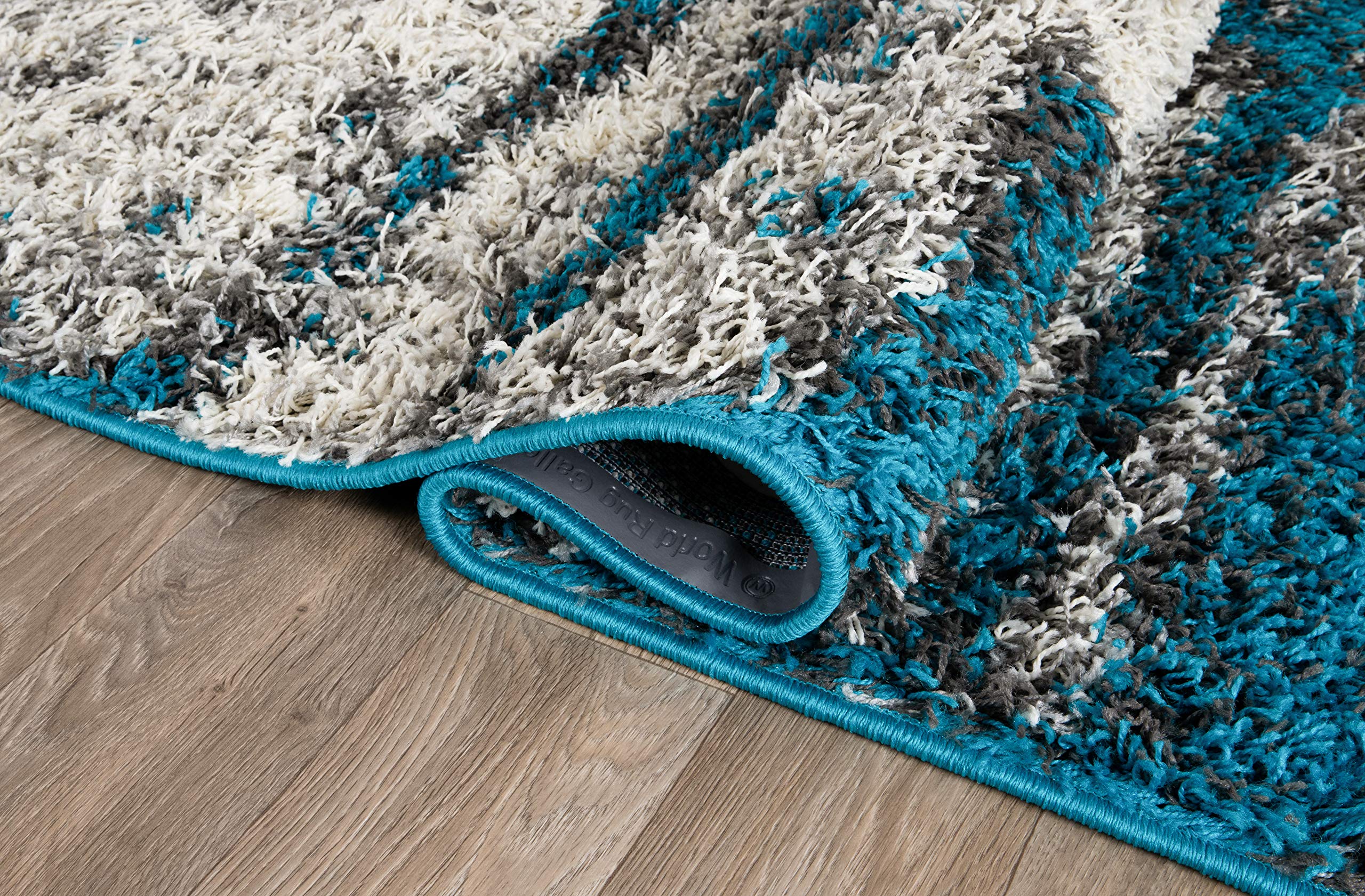 Rugshop Contemporary Abstract Design Plush Shag Area Rug 7'10" x 10' Turquoise