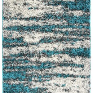 Rugshop Contemporary Abstract Design Plush Shag Area Rug 7'10" x 10' Turquoise