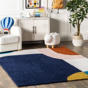 nuloom ellyn abstract shapes shag area rug, 8x10, blue