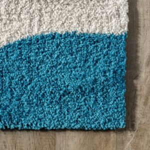 nuLOOM Ellyn Abstract Shapes Shag Area Rug, 8x10, Blue