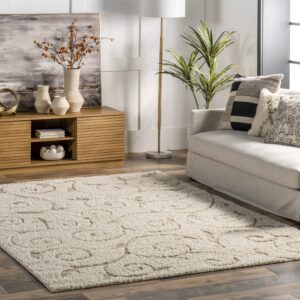 nuloom maisha contemporary shag area rug, 8x10, cream