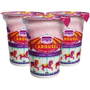 Snacktery Carnival Pink Cotton Candy - Let the Sweet Fun Begin with Cherry & Vanilla Flavored Individually Wrapped Cotton Candy - Pack of 3 Tubs