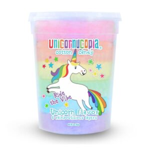 unicornucopia cotton candy 3oz - 6 flavor rainbow cotton candy - unicorn birthday party favors candy for party bags - individual cotton candy favors goodie bag stuffers bulk carnival candy rainbow party favor for kids birthday