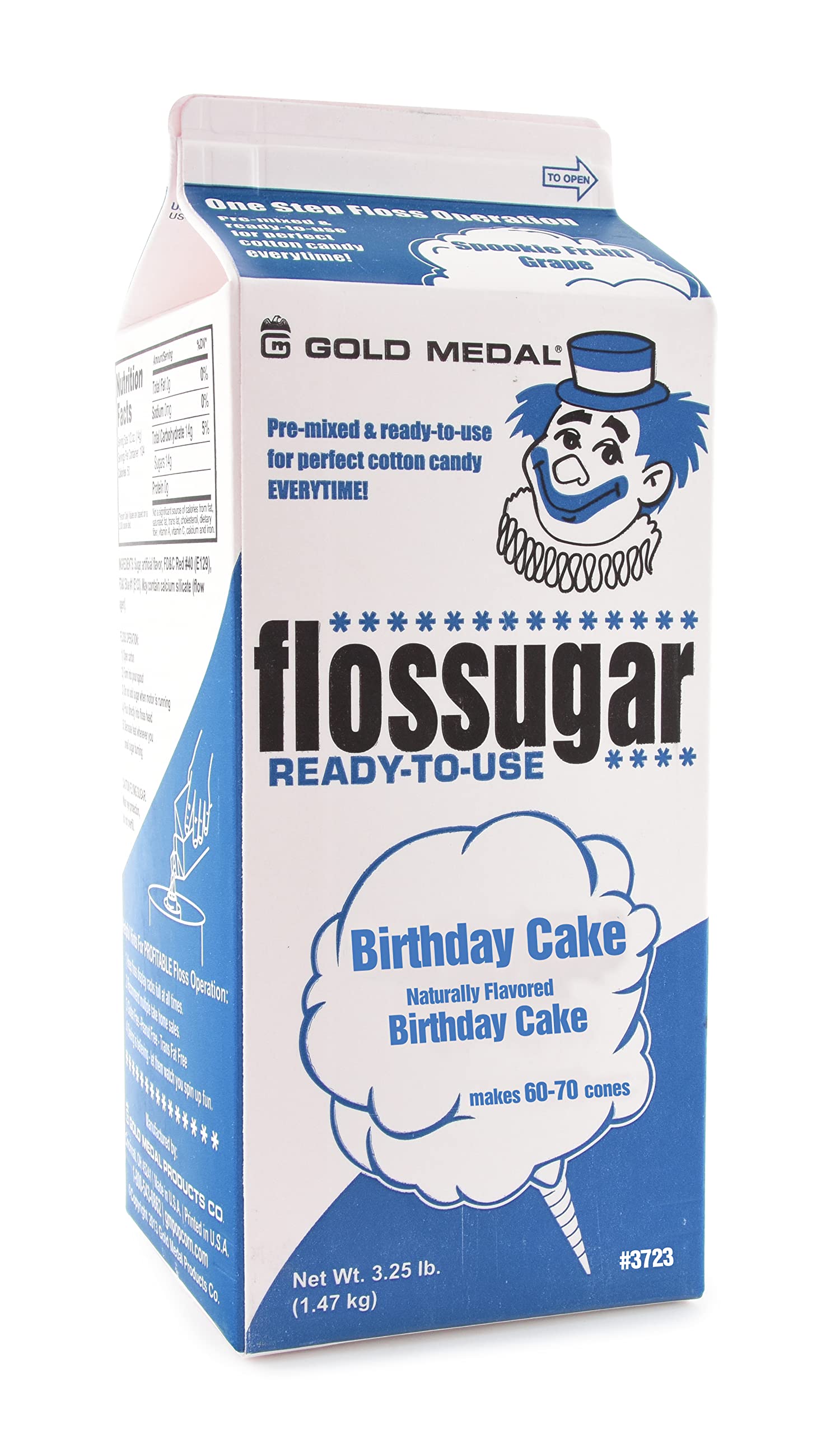 Gold Medal Mix & Match Cotton Candy Flossugar, 52 oz - 1/2 Gallon, 6 Pack