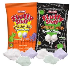 Halloween Cotton Candy, Assorted Fruit Flavored Candy, Goody Bag Fillers for Boys or Girls, 2.1 oz, 2 Pack