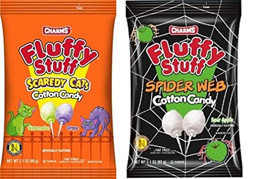 Halloween Cotton Candy, Assorted Fruit Flavored Candy, Goody Bag Fillers for Boys or Girls, 2.1 oz, 2 Pack