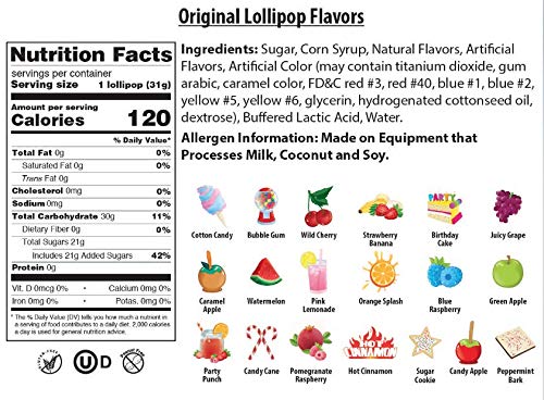 Original Gourmet Lollipops, Cotton Candy, 30 Count,Multicolor