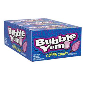 bubble yum cotton candy chewy, bubble gum packs, 2.82 oz (12 count, 10 pieces)