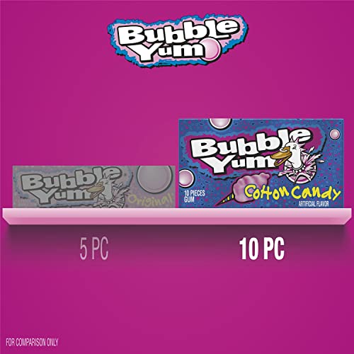 BUBBLE YUM Cotton Candy Chewy, Bubble Gum Packs, 2.82 oz (12 Count, 10 Pieces)