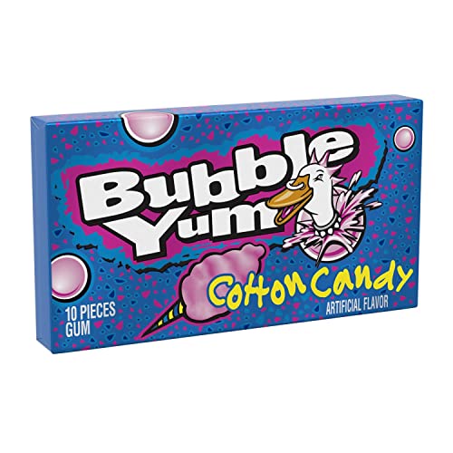 BUBBLE YUM Cotton Candy Chewy, Bubble Gum Packs, 2.82 oz (12 Count, 10 Pieces)