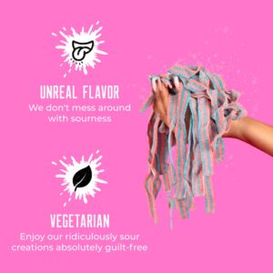 SOUR STRIPS Cotton Candy Flavored | Deliciously Chewy Belts Vegetarian Candies, 12 per Pack, 2 Pack