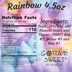 Gotta B Sweet Cotton Candy Variety Pack - Rainbow and Birthday Cake - 4.5 oz Jars - 2 Pack - Blue, Pink, Yellow, White and Purple - Blue Raspberry, Strawberry, Lemon, Grape and Birthday Cake Flavors