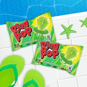 Ring Pop Colorfest Individually Wrapped Green Watermelon 30 Count Bulk Lollipop Pack -Green Lollipop Suckers - Fun Candy Bulk For Party Favors, Color Parties, Pool Parties, & 4th of July - Summer Treats for Kids