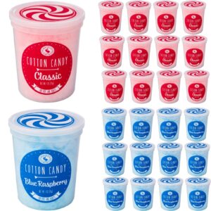 blue raspberry & classic pink vanilla gourmet flavored cotton candy (24 pack) – unique idea for holidays, birthdays, gag gifts, party favors…