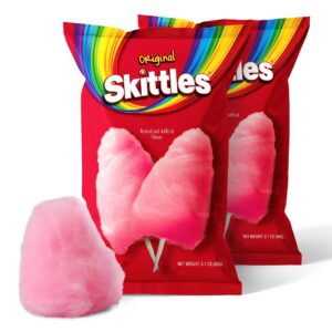 Candylandia Cotton Candy Bulk - Skittles Flavor Carnival Cotton Candy - Cotton Candy Party Favors for Birthdays, Party Themes, & More - Flavored Cotton Candy Bag - 2 Bags