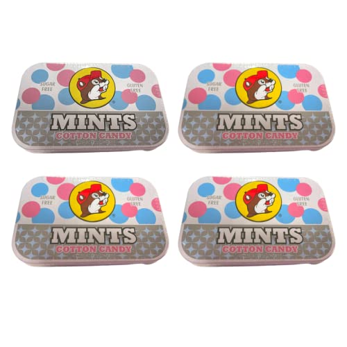 Buc-ee's Sugar Free Cotton Candy Flavored Breath Mints, Gluten Free, Four Tins of 50 Mints (200 Mints Total)