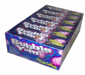 bubble yum cotton candy flavored gum - 18 packs of 5 pieces (90 total pieces)