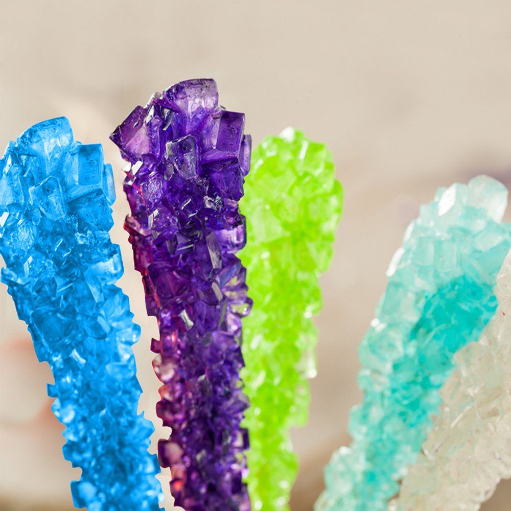 Extra Large Rock Candy Sticks: 36 Light Blue Cotton Candy Lollipop - Individually Wrapped - Crystal Rock Candy Sticks for Candy Buffet, Birthdays, Weddings, Receptions, Bridal and Boy Baby Showers