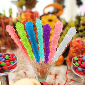 Extra Large Rock Candy Sticks: 36 Light Blue Cotton Candy Lollipop - Individually Wrapped - Crystal Rock Candy Sticks for Candy Buffet, Birthdays, Weddings, Receptions, Bridal and Boy Baby Showers