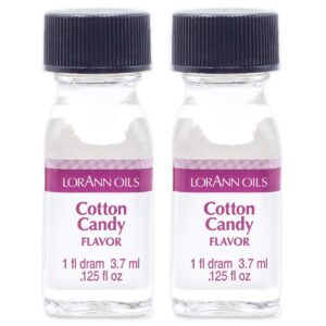 lorann super strength cotton candy flavor, 1 dram bottle (.0125 fl oz - 3.7ml) - 2 pack