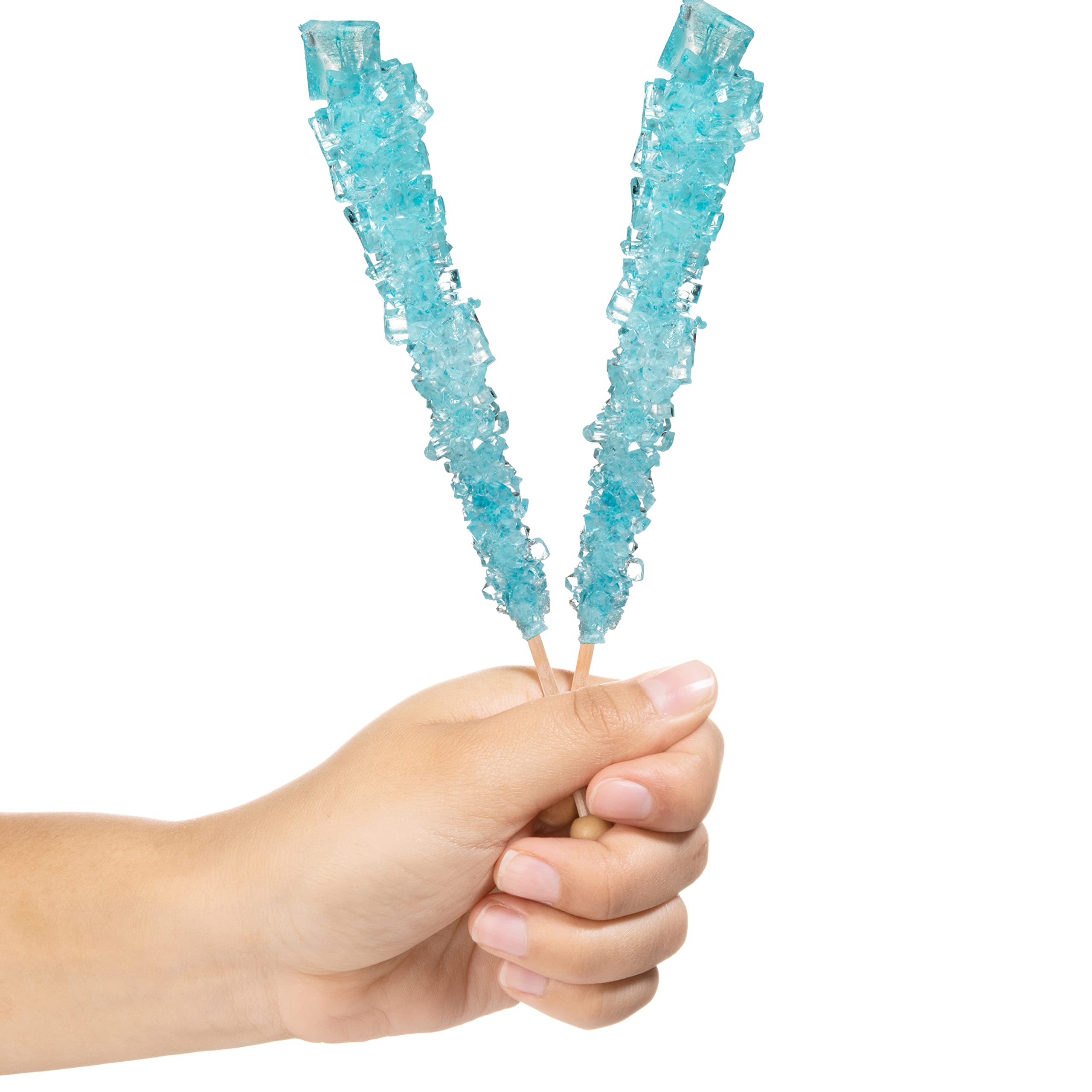 Candy Envy - Light Blue Rock Candy Sugar Sticks - Cotton Candy Flavored - 12 Indiv. Wrapped